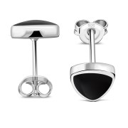 Black Onyx Reuleaux Triangle Silver Earrings, e390st